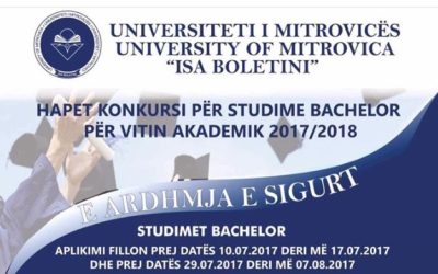 Konkurs Për Pranimin E Studentëve Në Vitin E Parë Të Studimeve Themelore Në Vitin Akademik 2017/2018