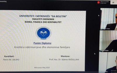 Në Fakultetin Ekonomik Të Universitetit Të Mitrovicës U Organizua Për Herë Të Parë Mbrojtja Online E Temave Të Diplomës
