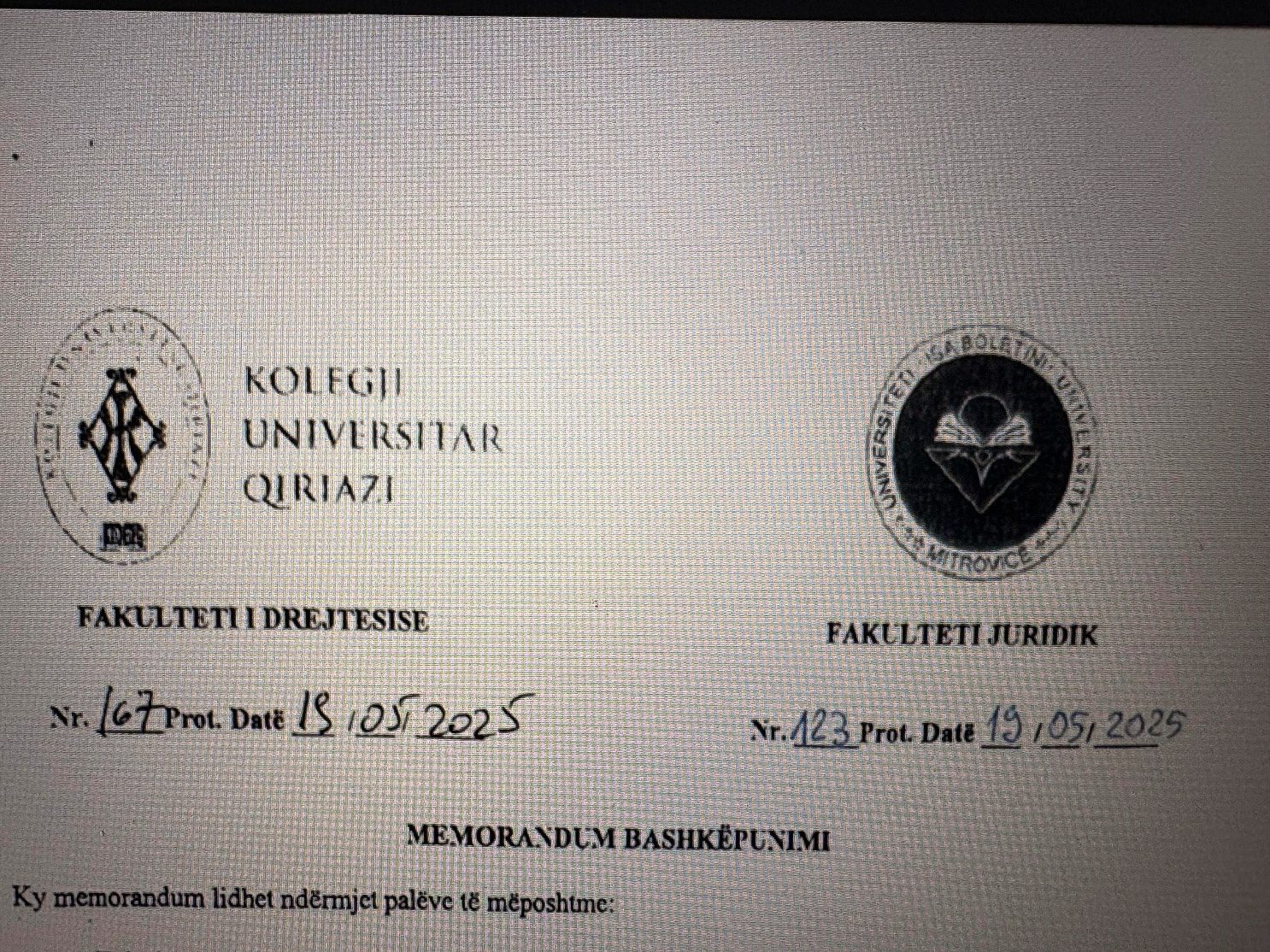 Fakulteti Juridik Bashkëpunon Me Fakultetin Juridik Të “Kolegjit Universitar Qiriazi”