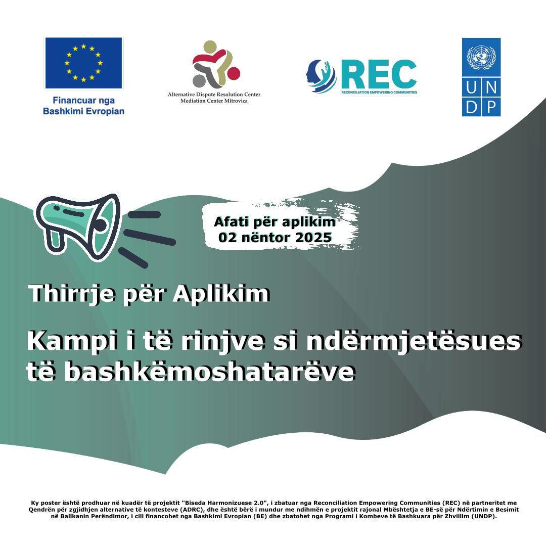 THIRRJE PËR APLIKIM – Kampi I Të Rinjve Si Ndërmjetësues Të Bashkëmoshatarëve