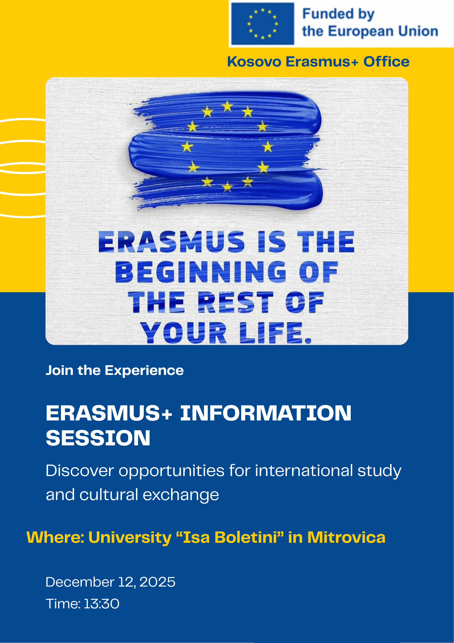 Erasmus + Sesion Informues Në Universitetin “Isa Boletini” Në Mitrovicë.