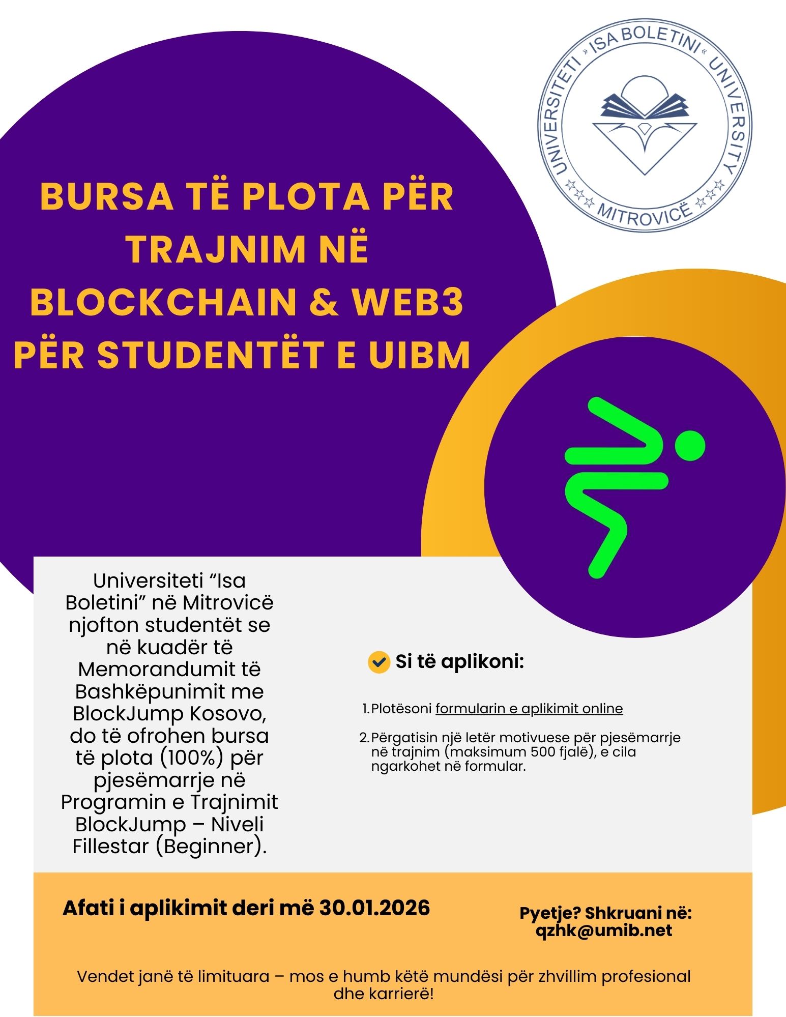 Njoftim: Bursa Të Plota Për Trajnim Në Blockchain & Web3 (Afati Mbyllet Më 30.01.2026)