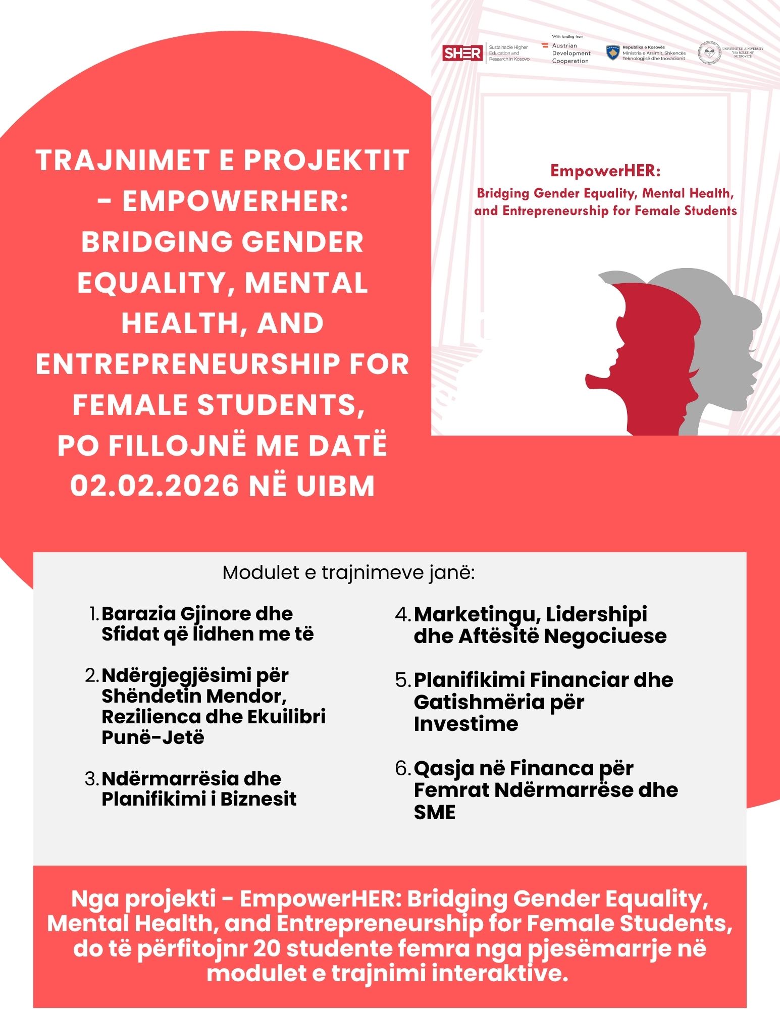 Trajnimet EmpowerHER Në UIBM – Po Fillonë Nga 2 Shkurt 2026!