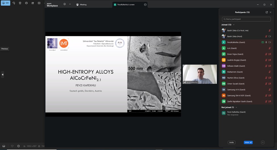  U Mbajt Ligjërata Ndërkombëtare “High-Entropy Alloys AlCoCrFeNi₂.₁”