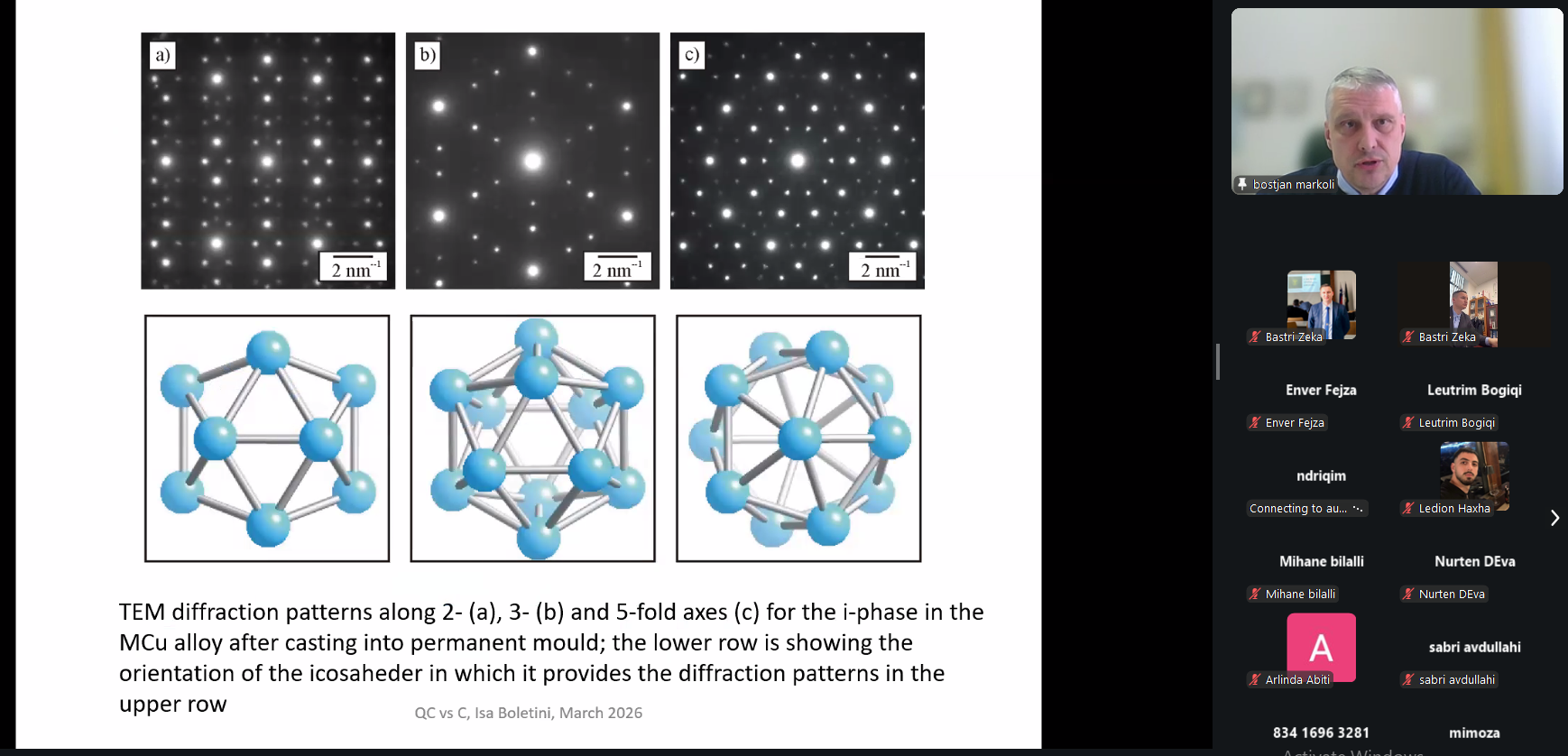 U Mbajt Ligjërata Ndërkombëtare “Quasicrystals Versus Crystals”