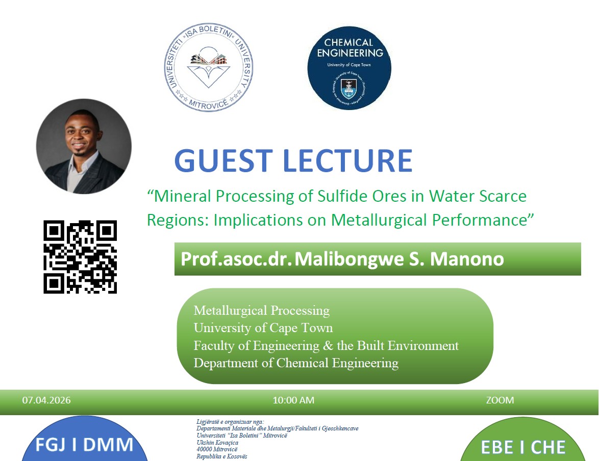 Guest Lecture:  “Mineral Processing Of Sulfide Ores In Water Scarce Regions: Implications On Metallurgical Performance”