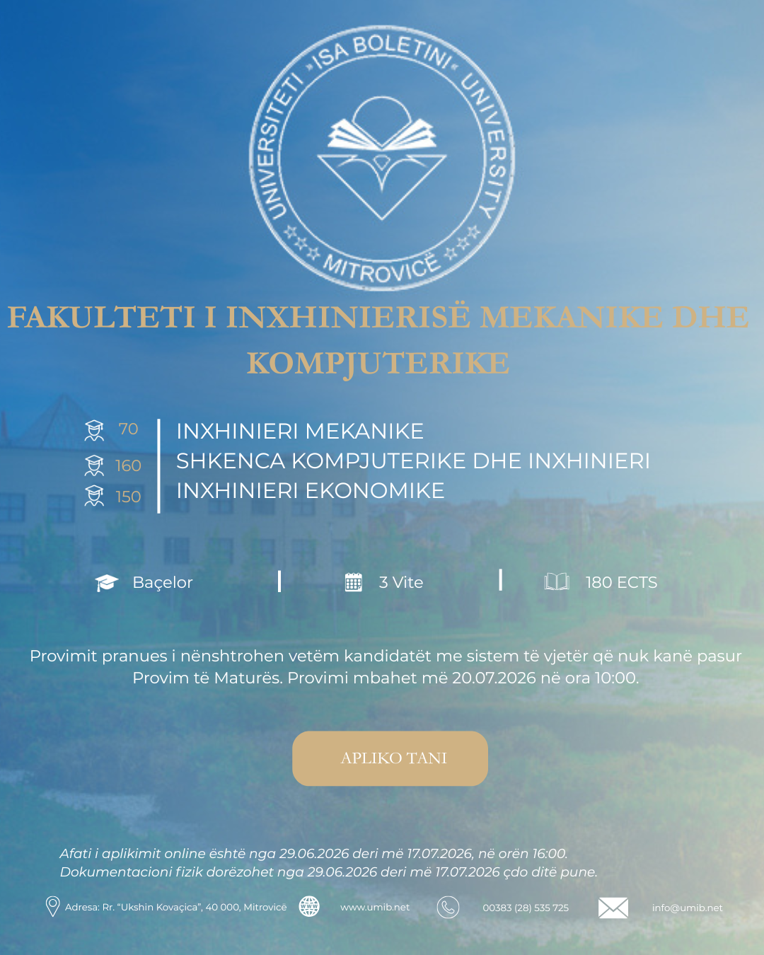 Programet E Studimit Në Fakultetin E Inxhinierisë Mekanike Dhe Kompjuterike