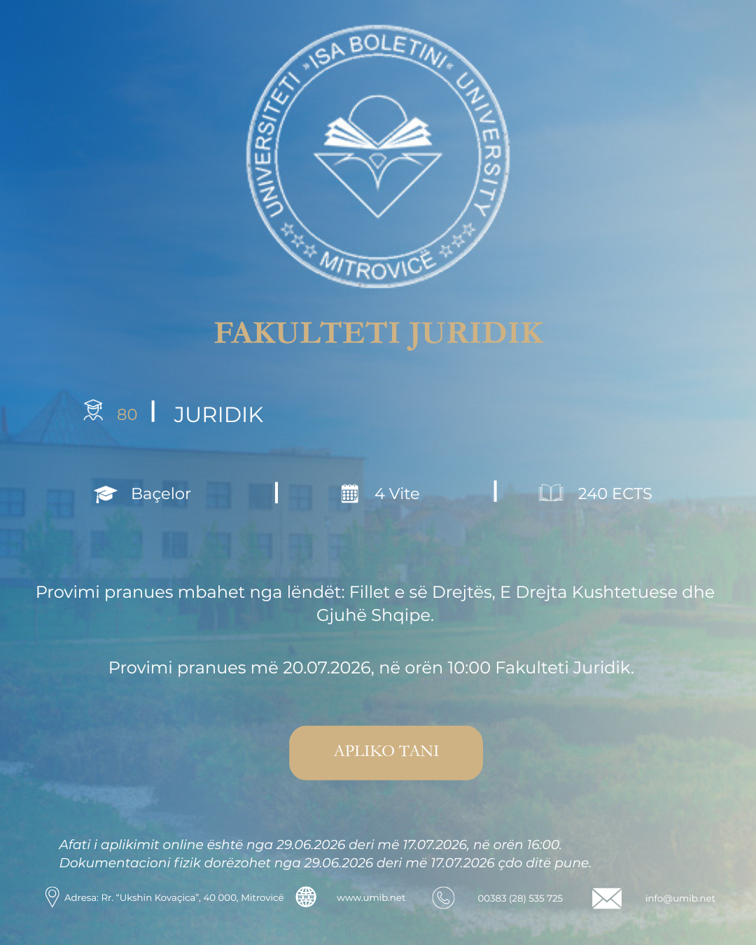 Programet E Studimit Në Fakultetin Juridik